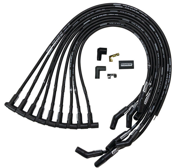 Moroso MOR73729 Ultra 40 Spark Plug Wire Set - BBC HEI 135-Deg