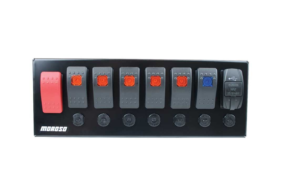 Moroso MOR74196 Switch Panel Rocker LED w/USB & Breaker