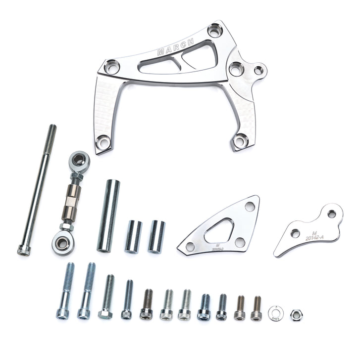 March Performance MPP20188 ALT-A/C Bracket SBC LWP Mid Mount clear powder c