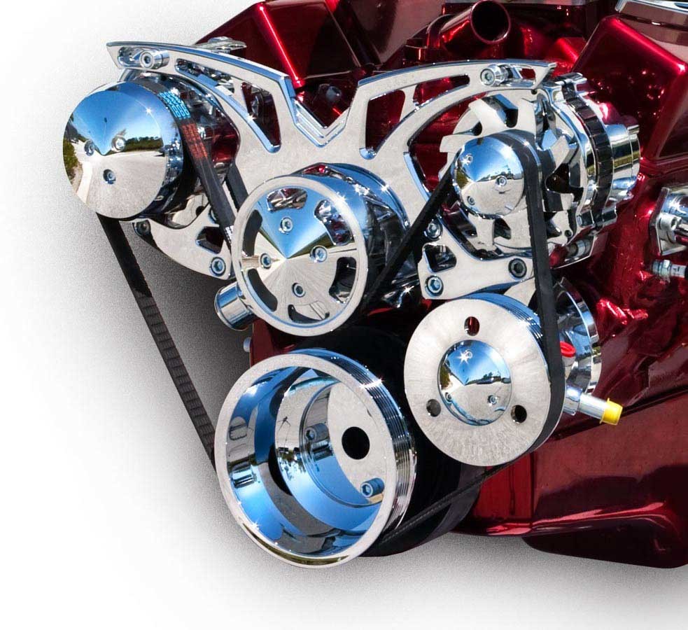 March Performance MPP21150 SBC Style Track Pulley Set Alt A/C with P/S