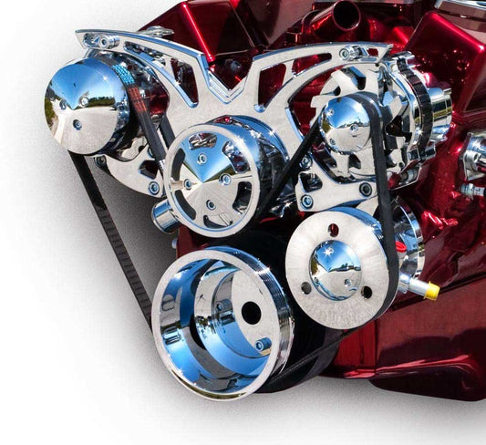 March Performance MPP21150 SBC Style Track Pulley Set Alt A/C with P/S