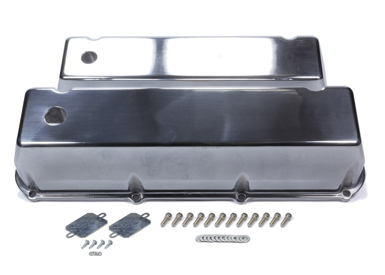 Mr. Gasket MRG6873G BBF Cast Alm Valve Cover Set w/Hole Polished
