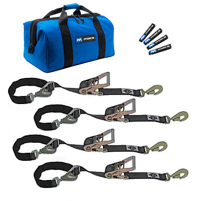 Macs Custom Tie-downs MTD511108 4 Tie Down/Axle Strap Combo Twisted Hook