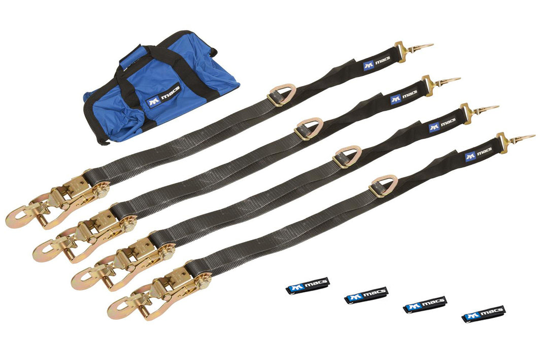 Macs Custom Tie-downs MTD511118 4 Tie Down/Axle Strap Combo Direct Hook