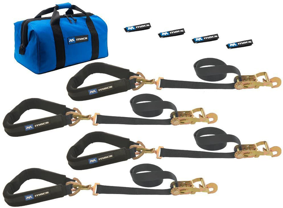 Macs Custom Tie-downs MTD511658 4 Tie Downs Direct Hook & 4-40in Thru Wheel Stra