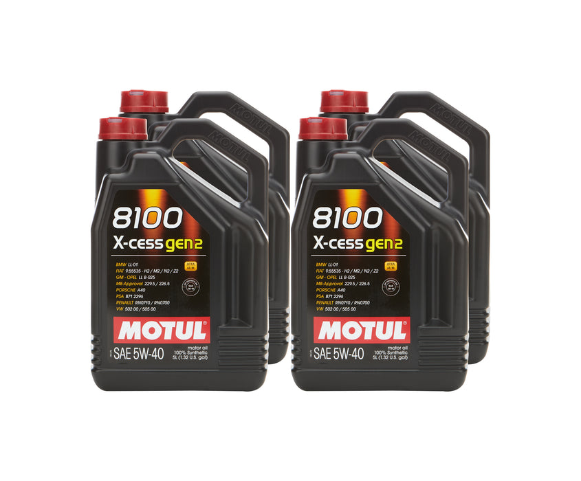 Motul USA MTL110905-4 8100 X-Cess Gen2 5W-40 Case 4 x 5 Liter