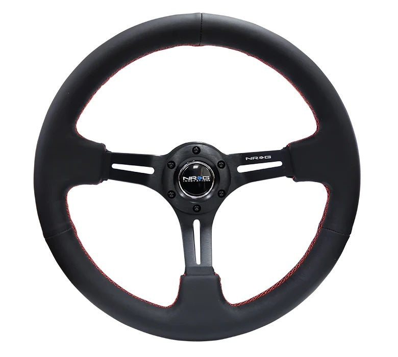 Nrg Innovation NRGRST-018R-RS Steering Wheel 350mm 3in Dish Black Leather w/Red