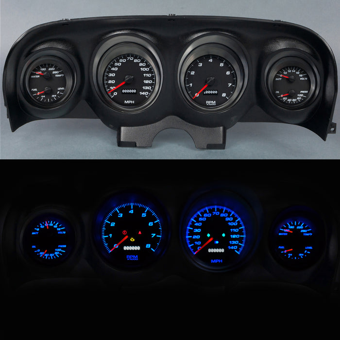 New Vintage USA NVG69790-01 Gauge Kit Mustang 69-70 Perf II Black