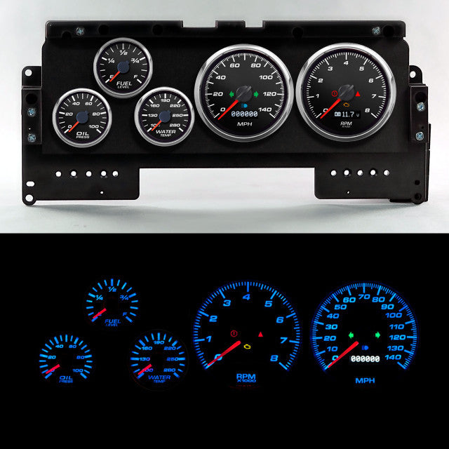 New Vintage Usa NVG92201-01 Gauge Kit Ford Truck 92-96 Perf II Black