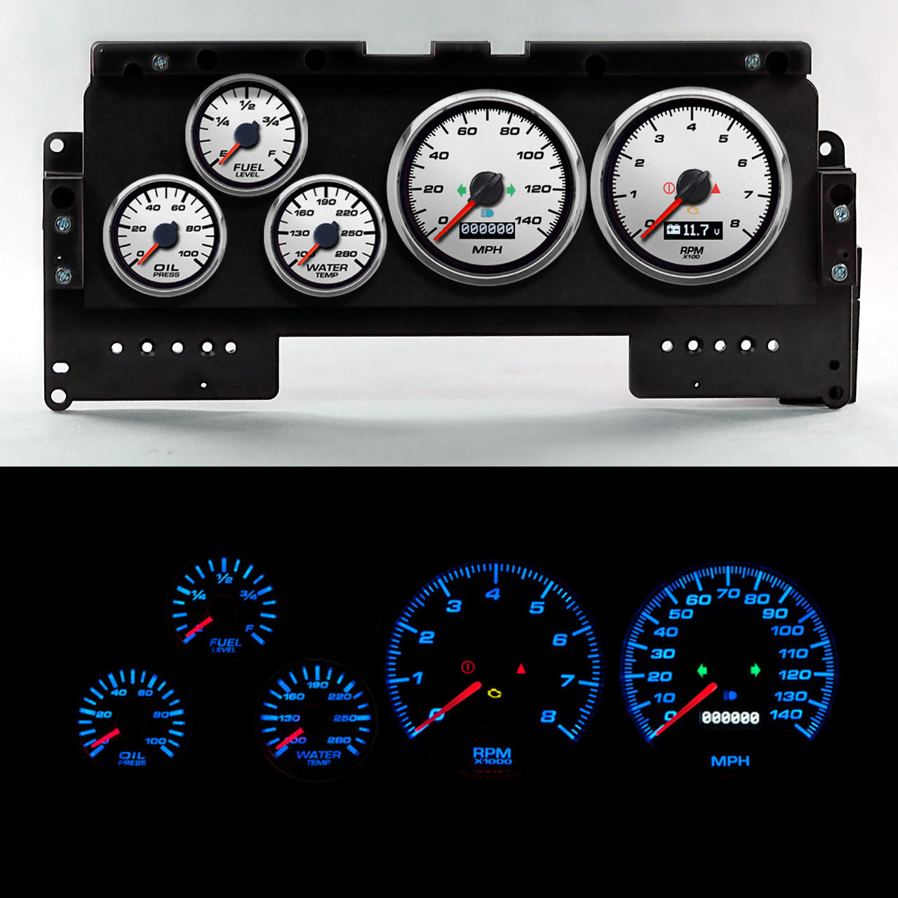 New Vintage Usa NVG92201-03 Gauge Kit Ford Truck 92-96 Perf II White