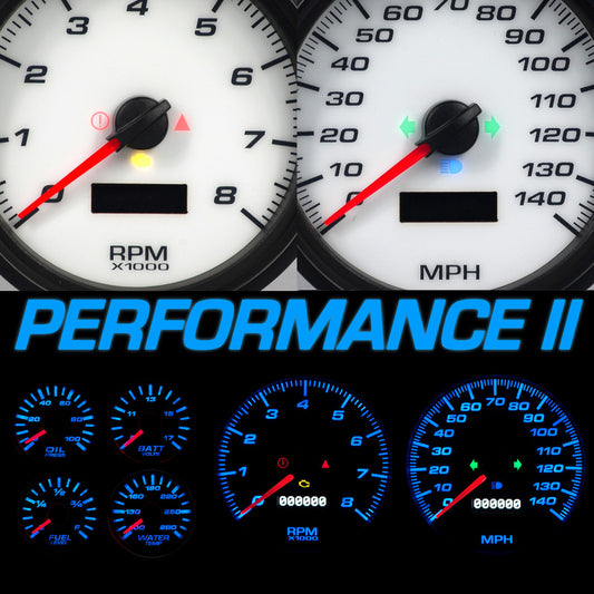 New Vintage Usa NVG95102-03 Gauge Kit GM Truck 95-98 Performance II White