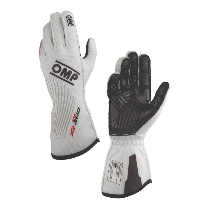 OMP Racing, Inc. OMPIB0-0773-C01-020-L ONE EVO FX GLOVES my2026 FIA 8856-2018 WHITE SZ.