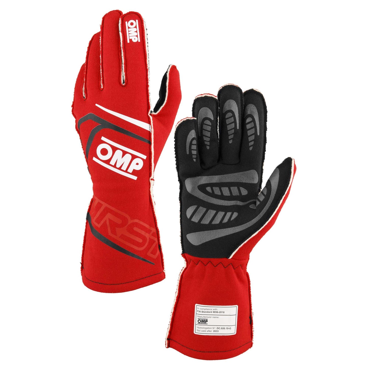 OMP Racing, Inc. OMPIB0-0776-B01-061-S FIRST GLOVES FIA 8856-20 18 MY2025 RED SZ. S