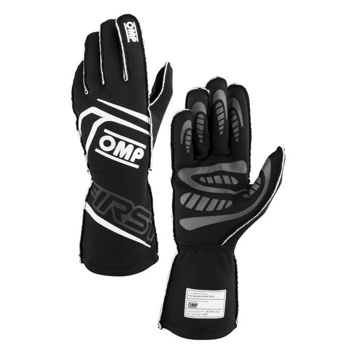 OMP Racing, Inc. OMPIB0-0776-B01-071-XL FIRST GLOVES FIA 8856-20 18 MY2025 BLACK SZ. XL