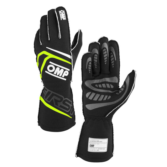 Omp Racing, Inc. OMPIB0-0776-B01-178-XL FIRST GLOVES FIA 8856-20 18 MY2025 BLACK / FLUO Y