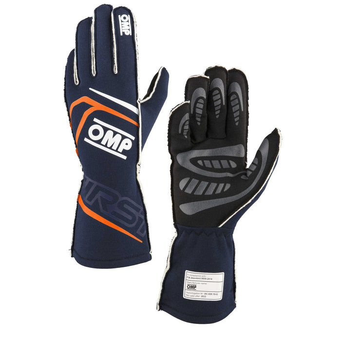 OMP Racing, Inc. OMPIB0-0776-B01-249-S FIRST GLOVES FIA 8856-20 18 MY2025 NAVY BLUE / FL