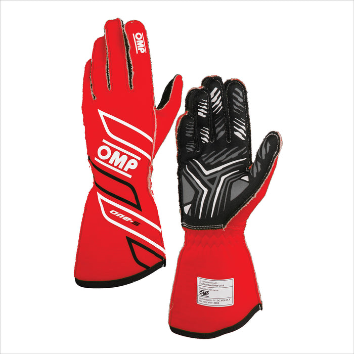 OMP Racing, Inc. OMPIB0-0778-A01-061-M ONE-S GLOVES my2025 FIA 8856-2018 RED SZ. M