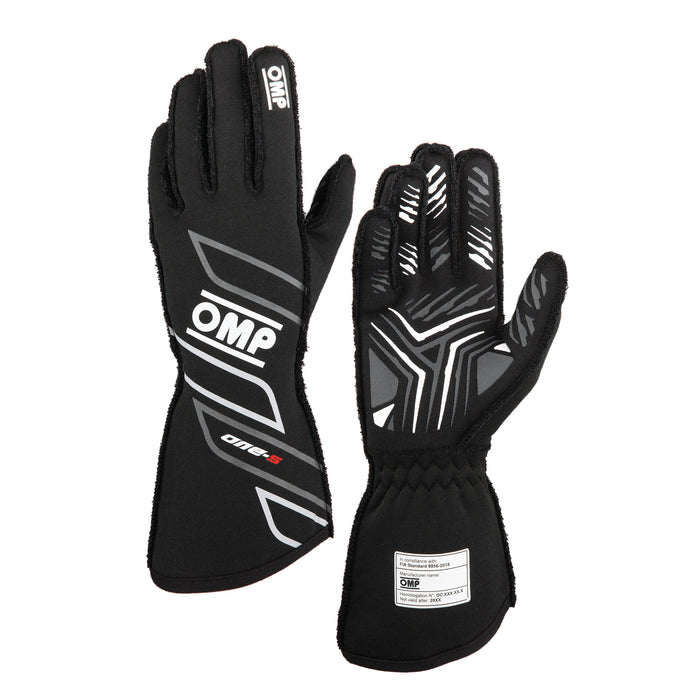 OMP Racing, Inc. OMPIB0-0778-A01-071-M ONE-S GLOVES my2025 FIA 8856-2018 BLACK SZ. M