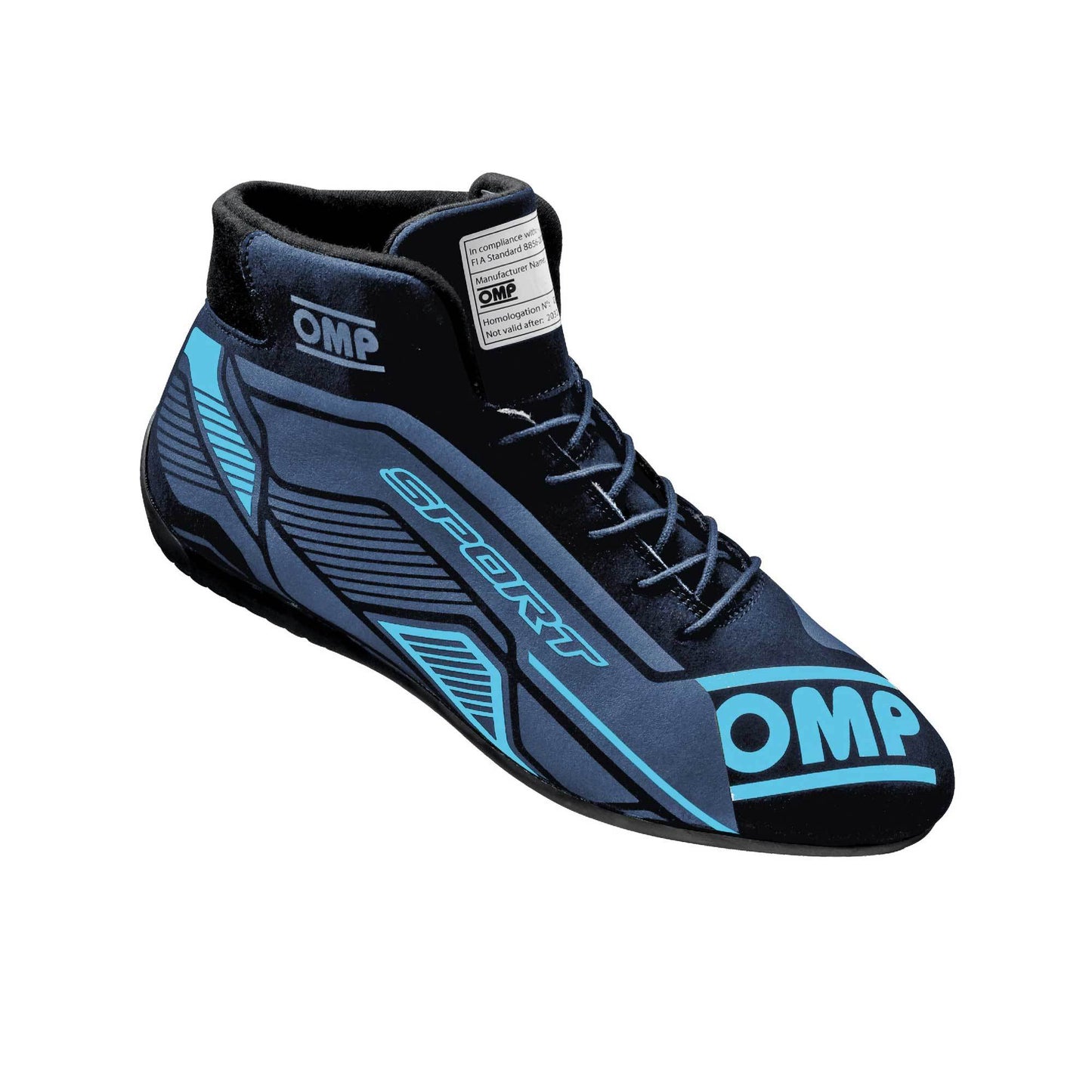 OMP Racing, Inc. OMPIC0-0829-A01-275-39 OMP SPORT SHOES FIA 8856 -2018 BLACK / CYAN SZ. 3