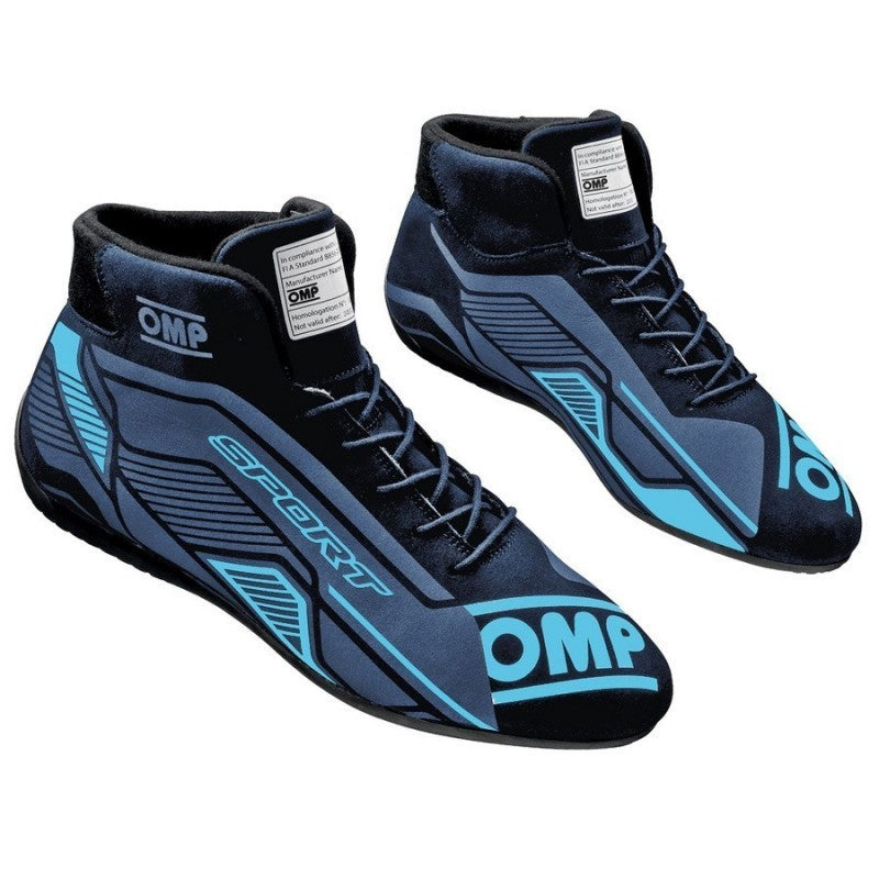 OMP Racing, Inc. OMPIC0-0829-A01-275-43 OMP SPORT SHOES FIA 8856 -2018 BLACK / CYAN SZ. 4