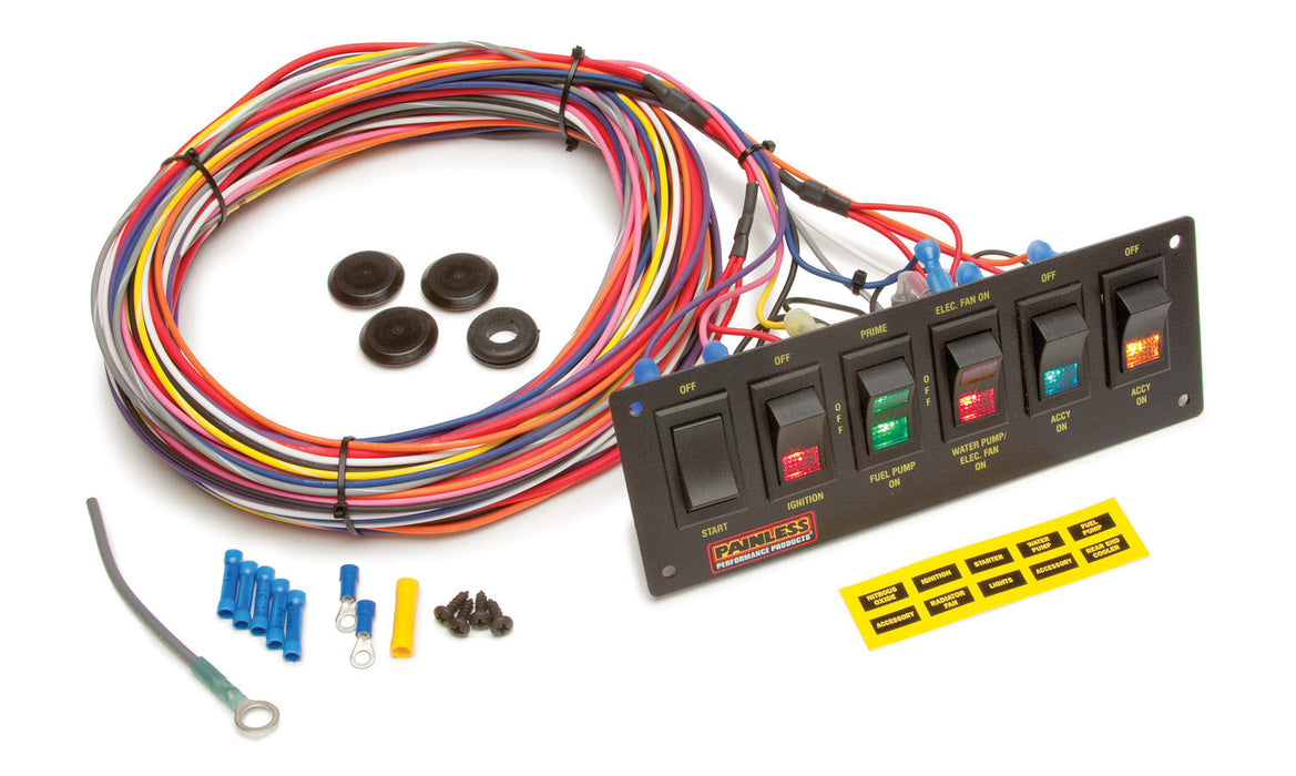 Painless Wiring PWI50406 6-Switch Lighted Rocker Switch Panel