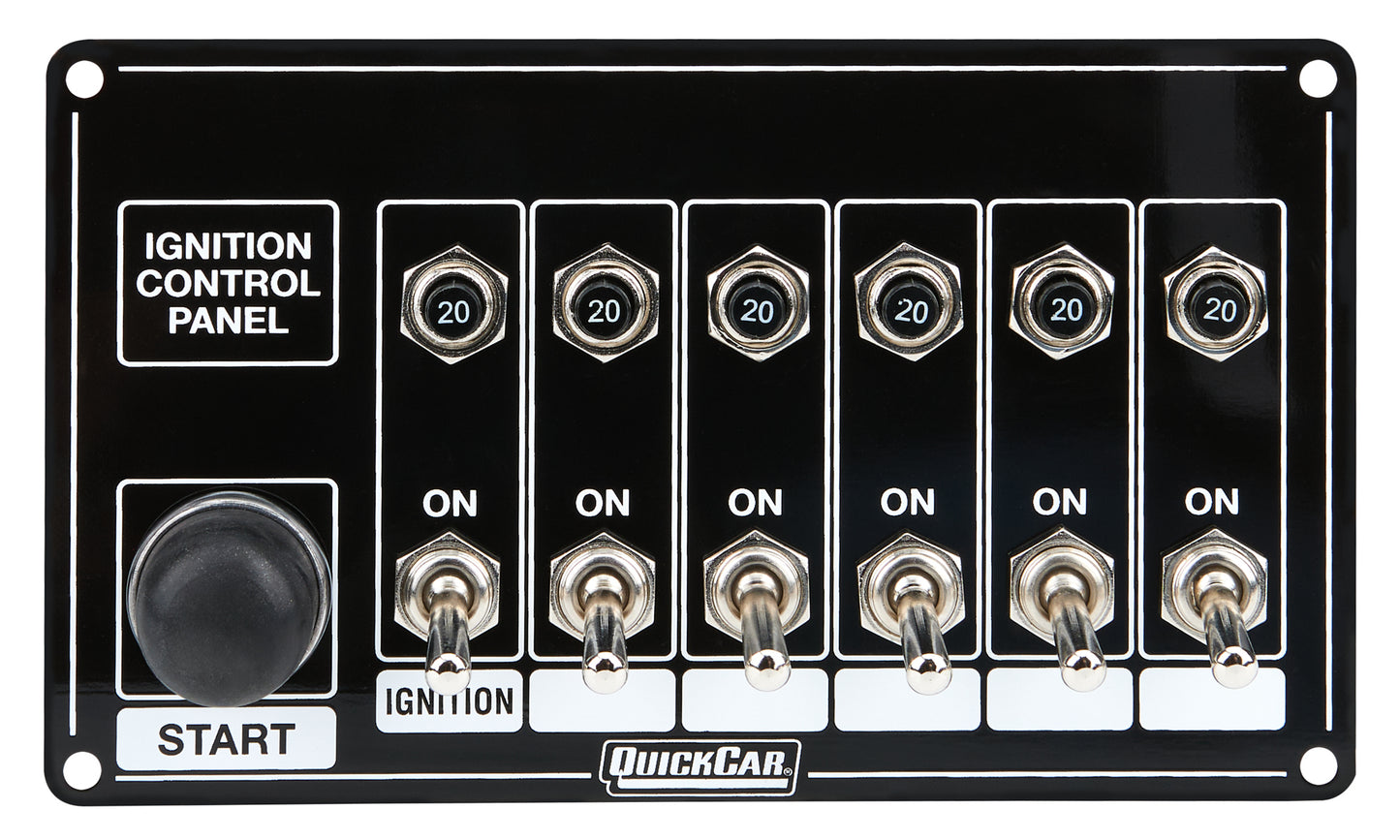 Quickcar Racing Products QRP50-868 Ignition Panel Blk w/ Start But. 5 Acc. Circut