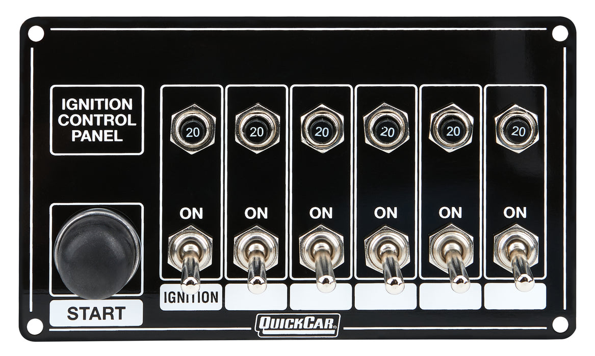 Quickcar Racing Products QRP50-868 Ignition Panel Blk w/ Start But. 5 Acc. Circut