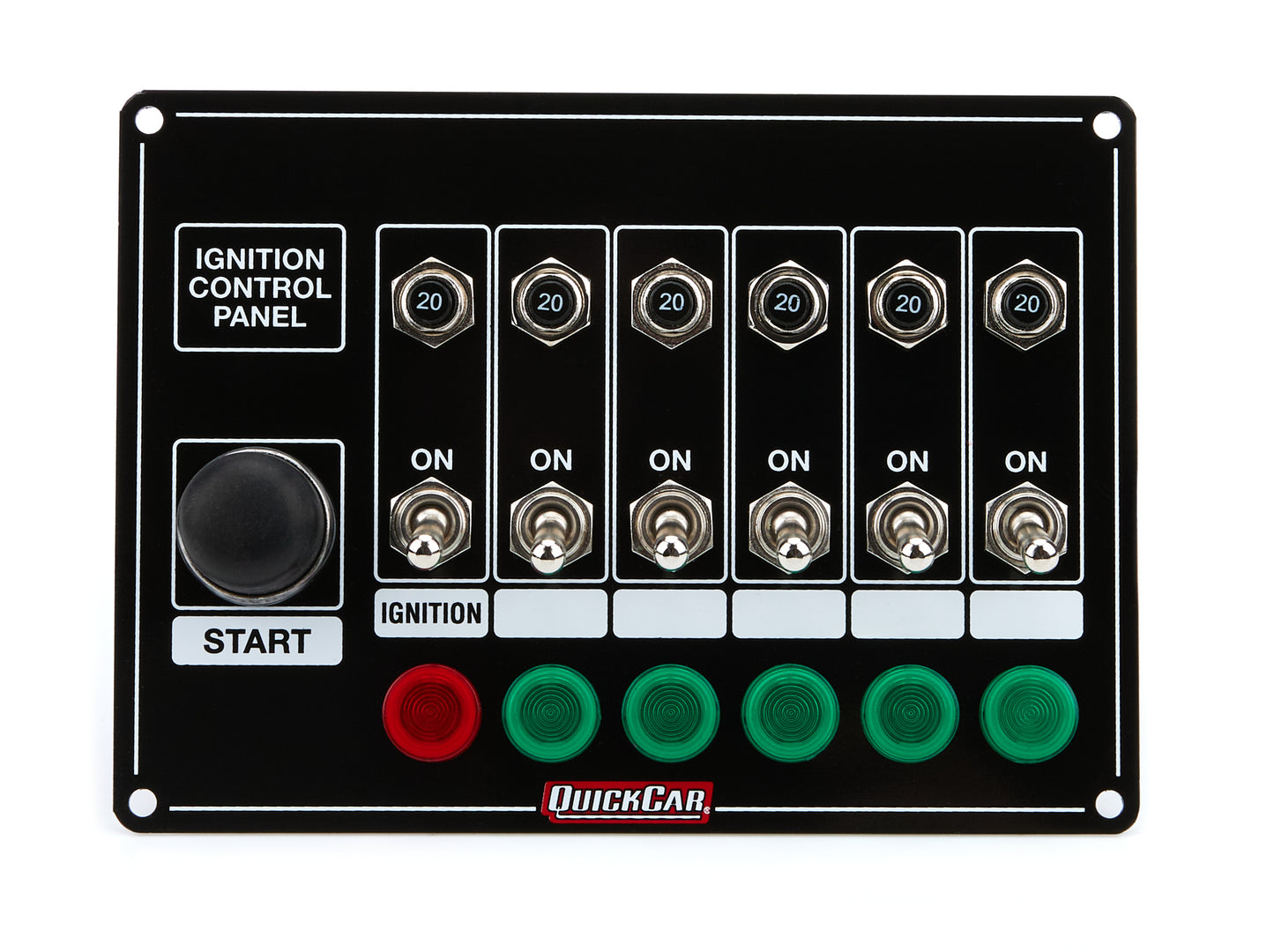 Quickcar Racing Products QRP50-869 Ignition Panel w/Start But. 5 Acc. Circut Brkr