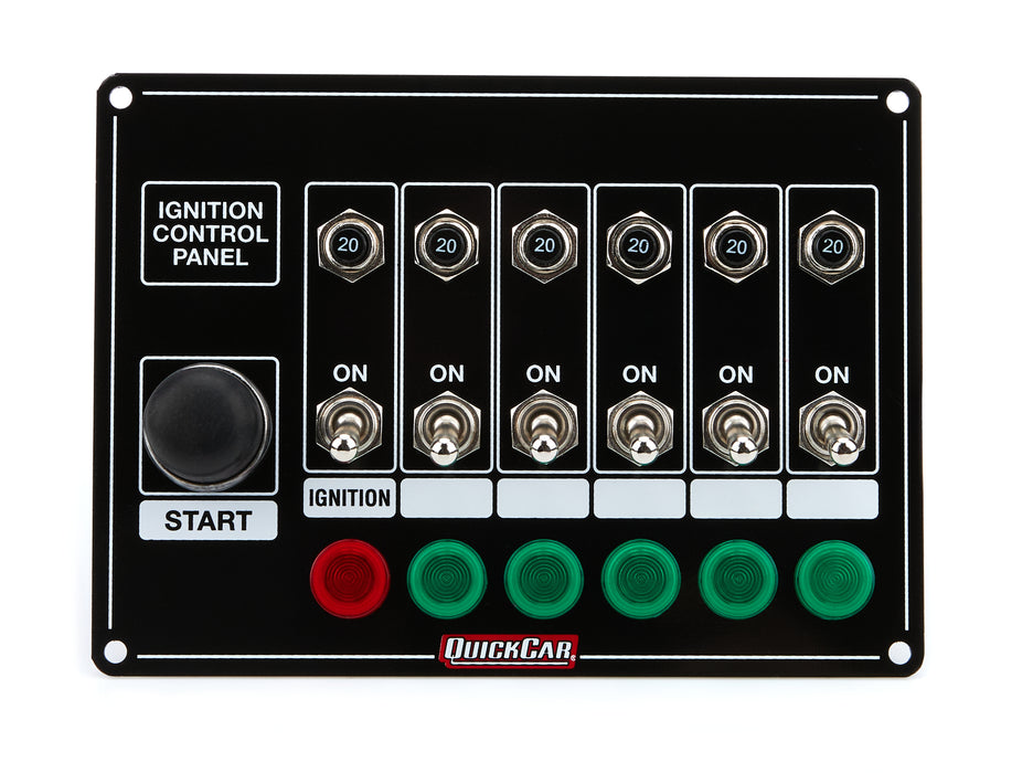 Quickcar Racing Products QRP50-869 Ignition Panel w/Start But. 5 Acc. Circut Brkr