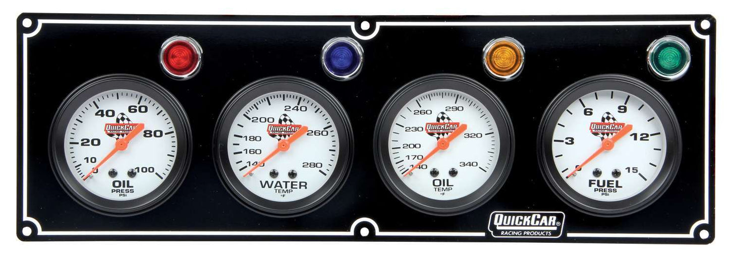Quickcar Racing Products QRP61-6721 4 Gauge Panel OP/WT/OT/ FP Black