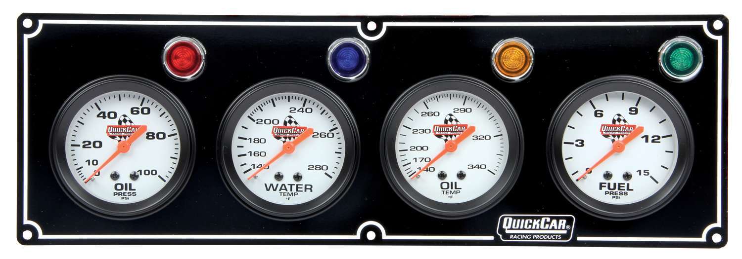 Quickcar Racing Products QRP61-6721 4 Gauge Panel OP/WT/OT/ FP Black