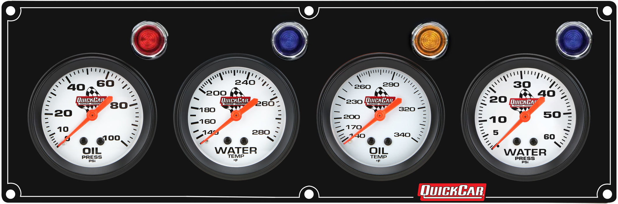 Quickcar Racing Products QRP61-6723 4 Gauge Panel OP/WT//OT/WP Black