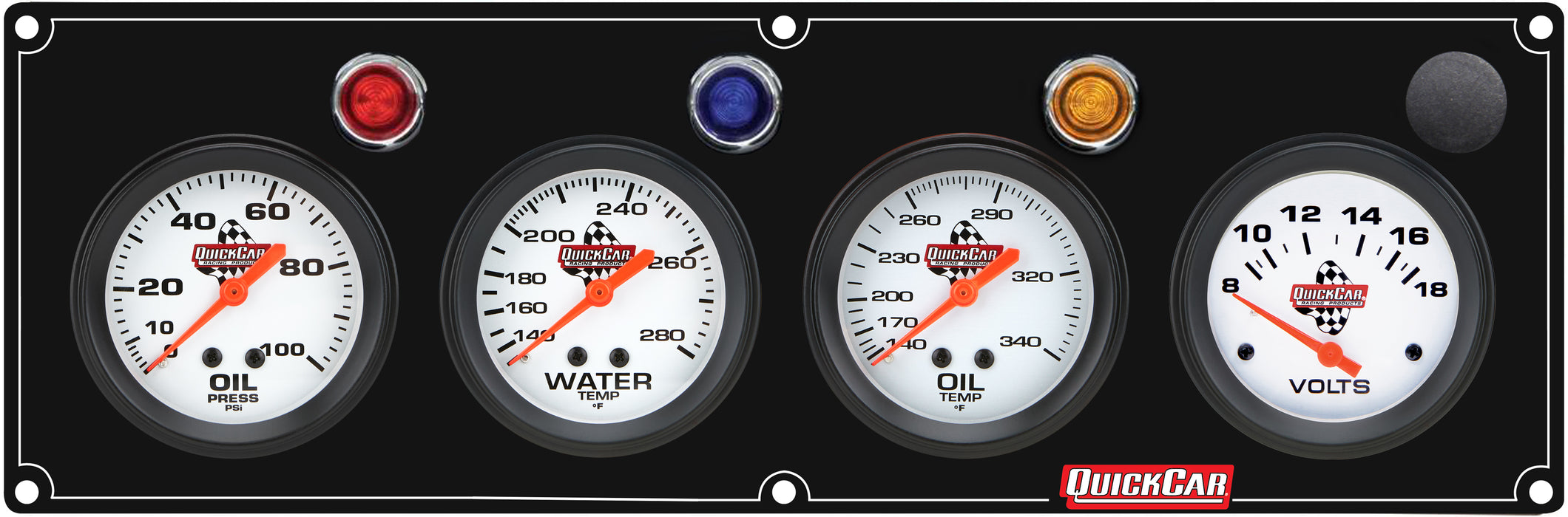 Quickcar Racing Products QRP61-6727 4 Gauge Panel OP/WT/OT/VT Black