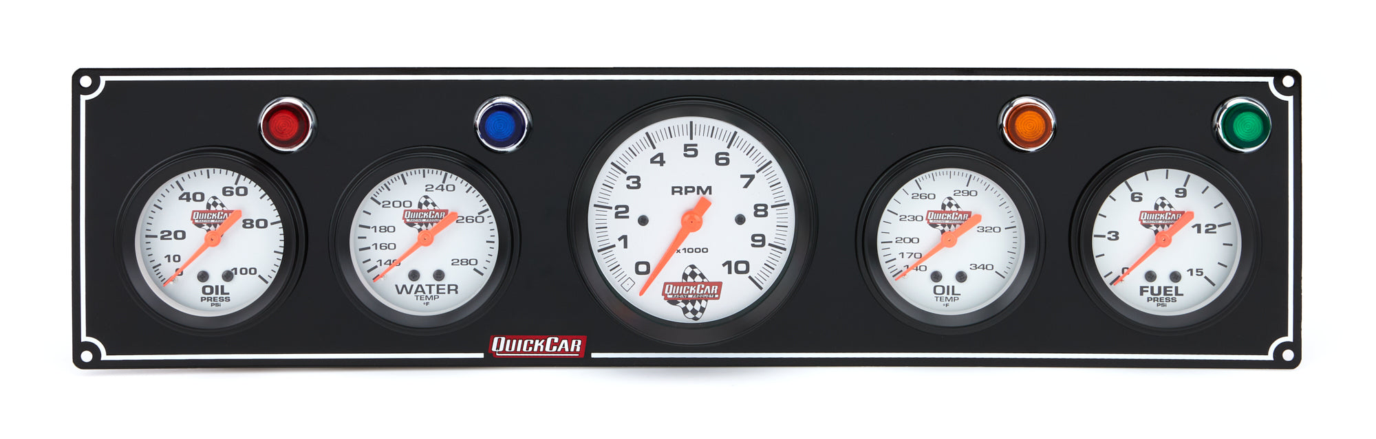 Quickcar Racing Products QRP61-67513 3-1 Gauge Panel OP/WT/OP /FP w/3-3/8in Tach Black