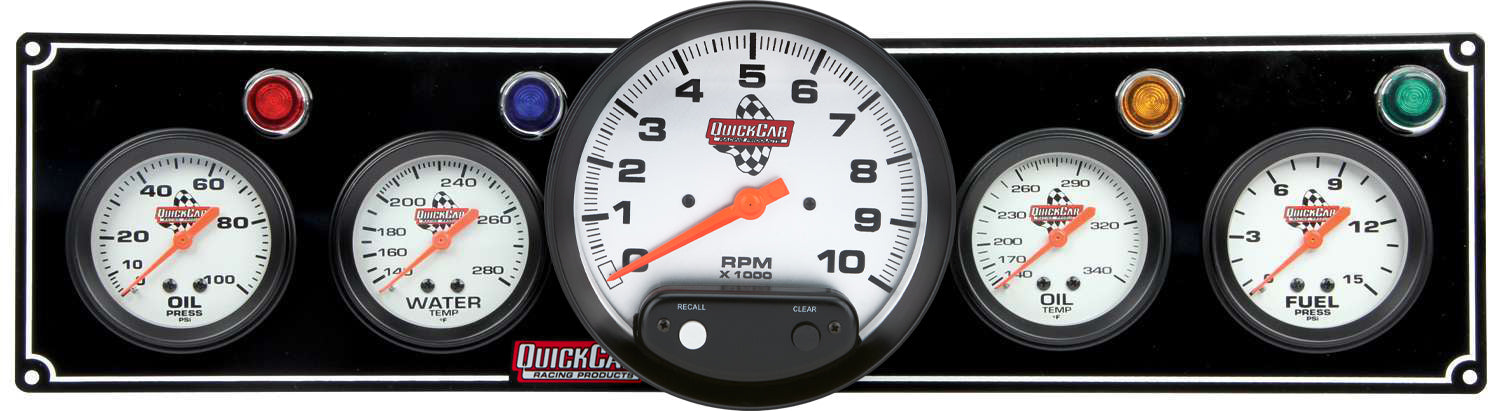 Quickcar Racing Products QRP61-6751 3-1 Gauge Panel OP/WT/OP /FP w/5in Tach Black