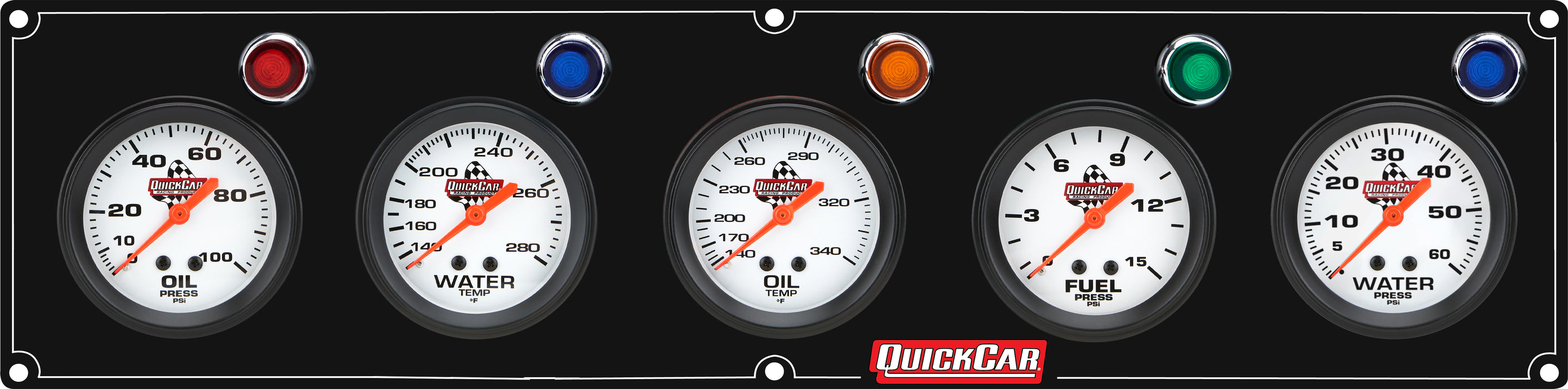 Quickcar Racing Products QRP61-6766 5 Gauge Panel OP/WT/OT/FP15/WP Black