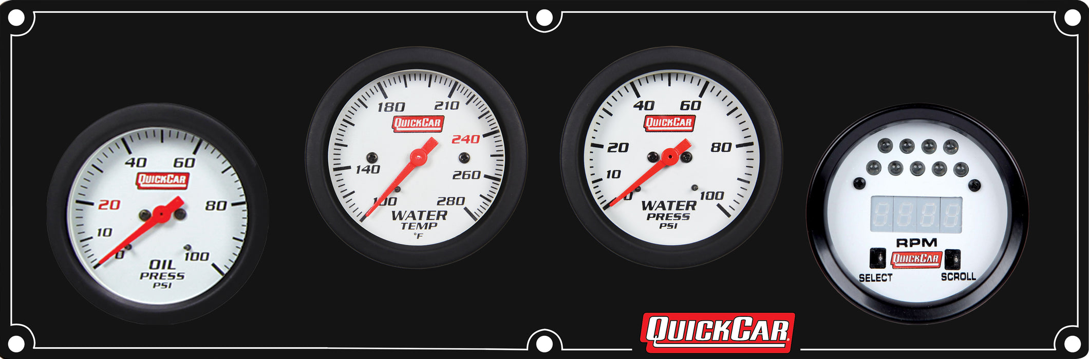 Quickcar Racing Products QRP61-7046 Extreme 3-1 Panel w/Tach OP/WT/WP Black