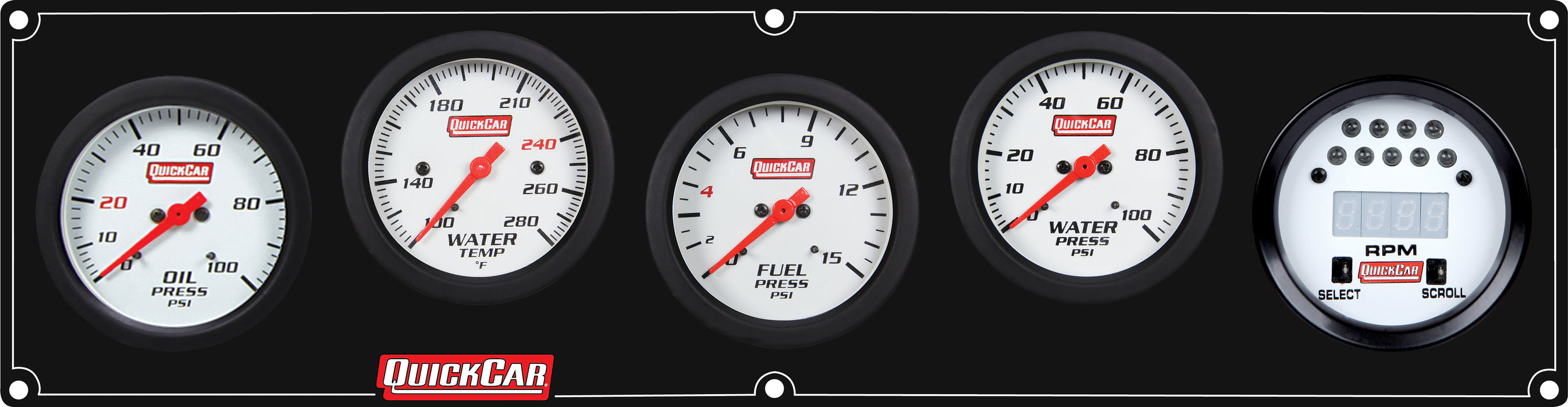 Quickcar Racing Products QRP61-7052 Extreme 4-1 Panel w/Tach OP/WT/FP15/WP Black