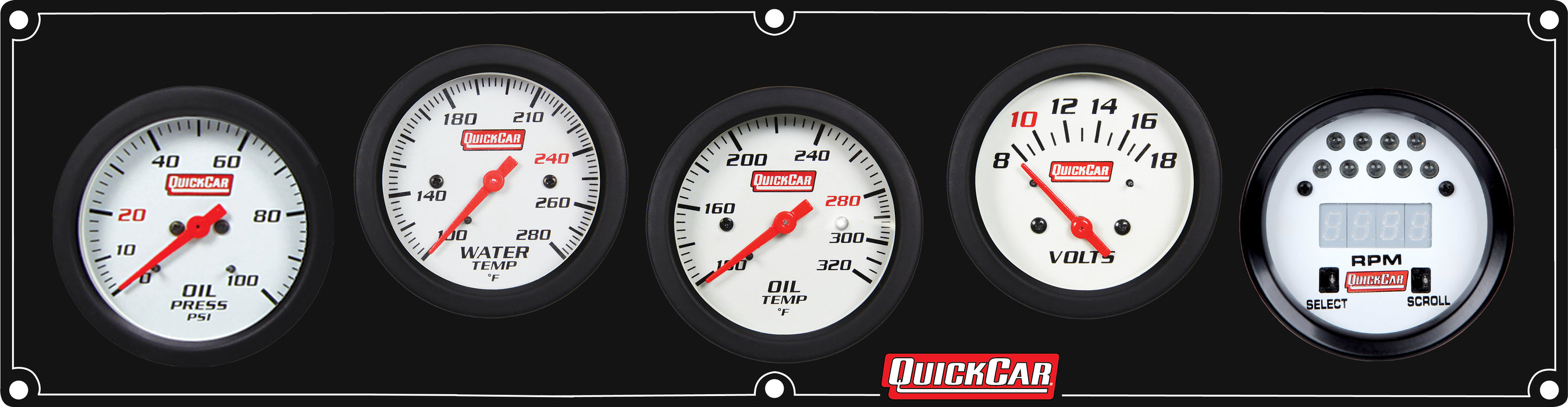 Quickcar Racing Products QRP61-7057 Extreme 4-1 Panel w/Tach OP/WT/OT/VT Black