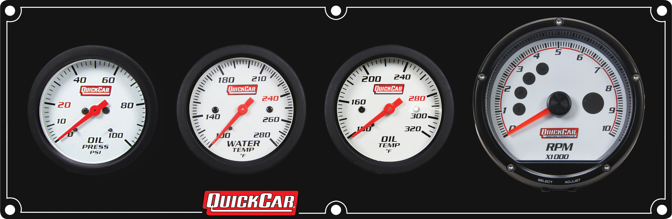 Quickcar Racing Products QRP61-7341 Extreme 3-1 Panel w/Tach OP/WT/OT Black