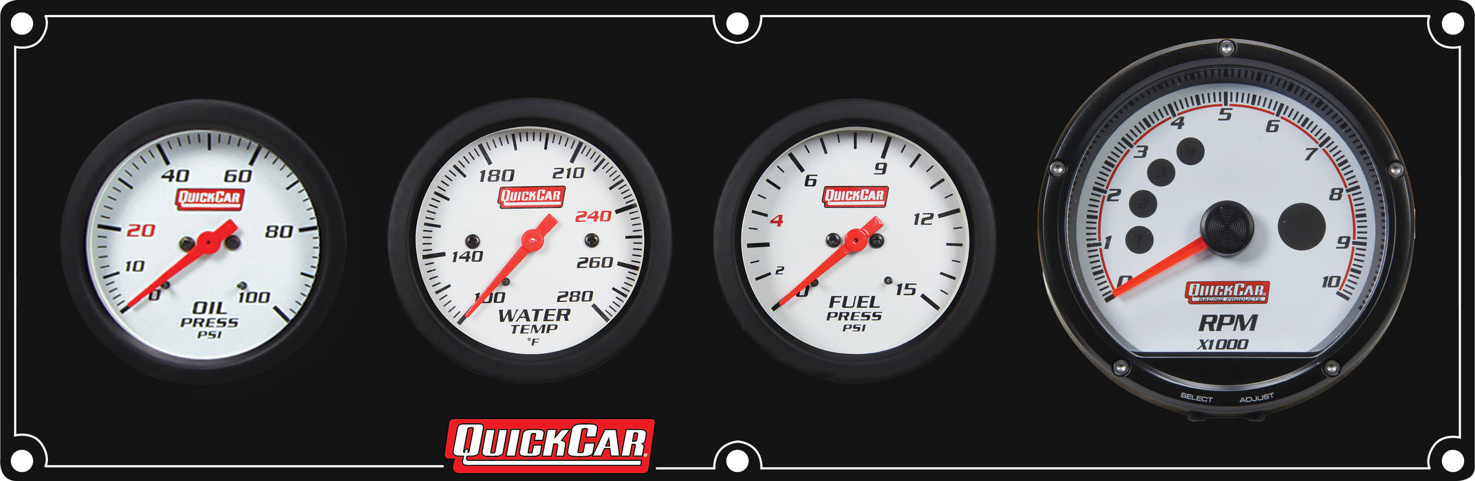 Quickcar Racing Products QRP61-7342 Extreme 3-1 Panel w/Tach OP/WT/FP Black