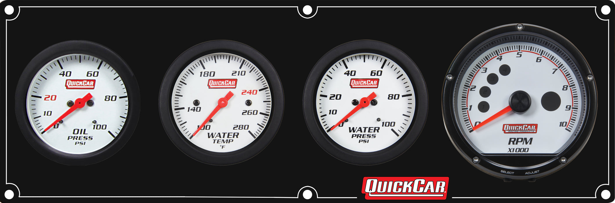 Quickcar Racing Products QRP61-7346 Extreme 3-1 Panel w/Tach OP/WT/WP Black