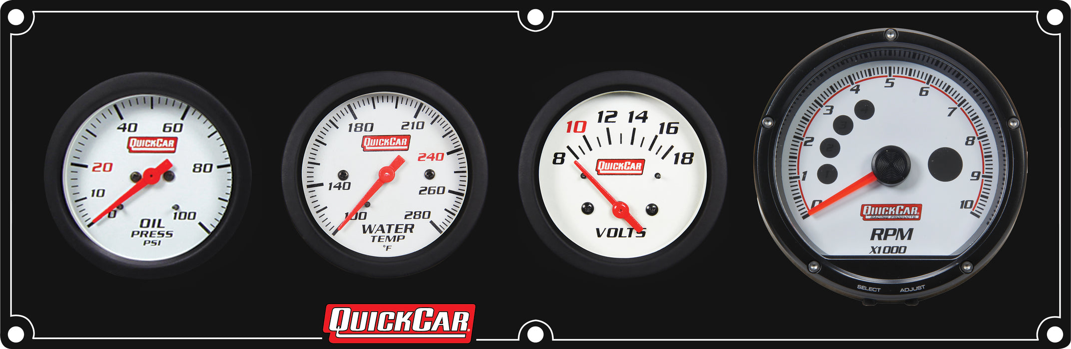 Quickcar Racing Products QRP61-7347 Extreme 3-1 Panel w/Tach OP/WT/VT Black