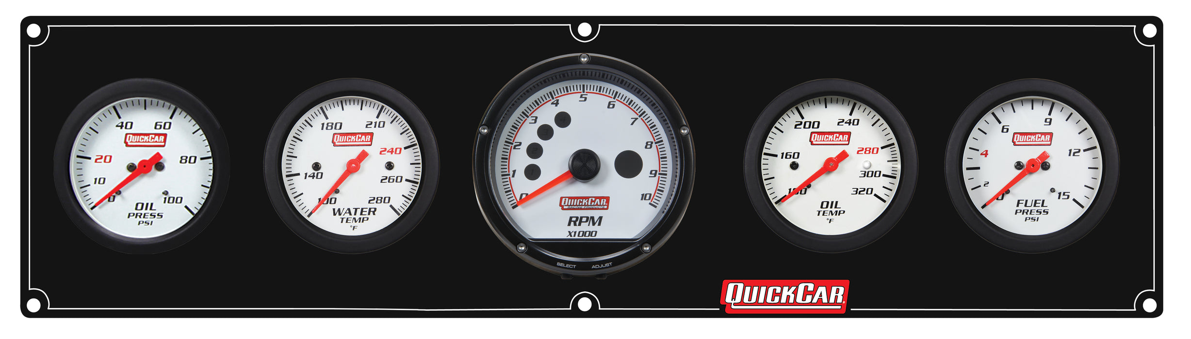 Quickcar Racing Products QRP61-7351 Extreme 4-1 Panel w/Tach OP/WT/OT/FP15 Black
