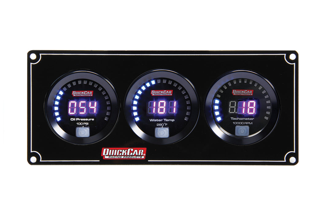 Quickcar Racing Products QRP67-2031 Digital 2-1 Gauge Panel OP/WT w/Tach