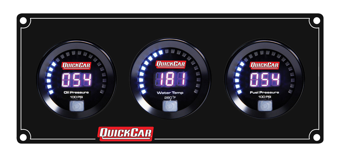 Quickcar Racing Products QRP67-3018 Digital 3 Gauge Panel OP /WT/FP100