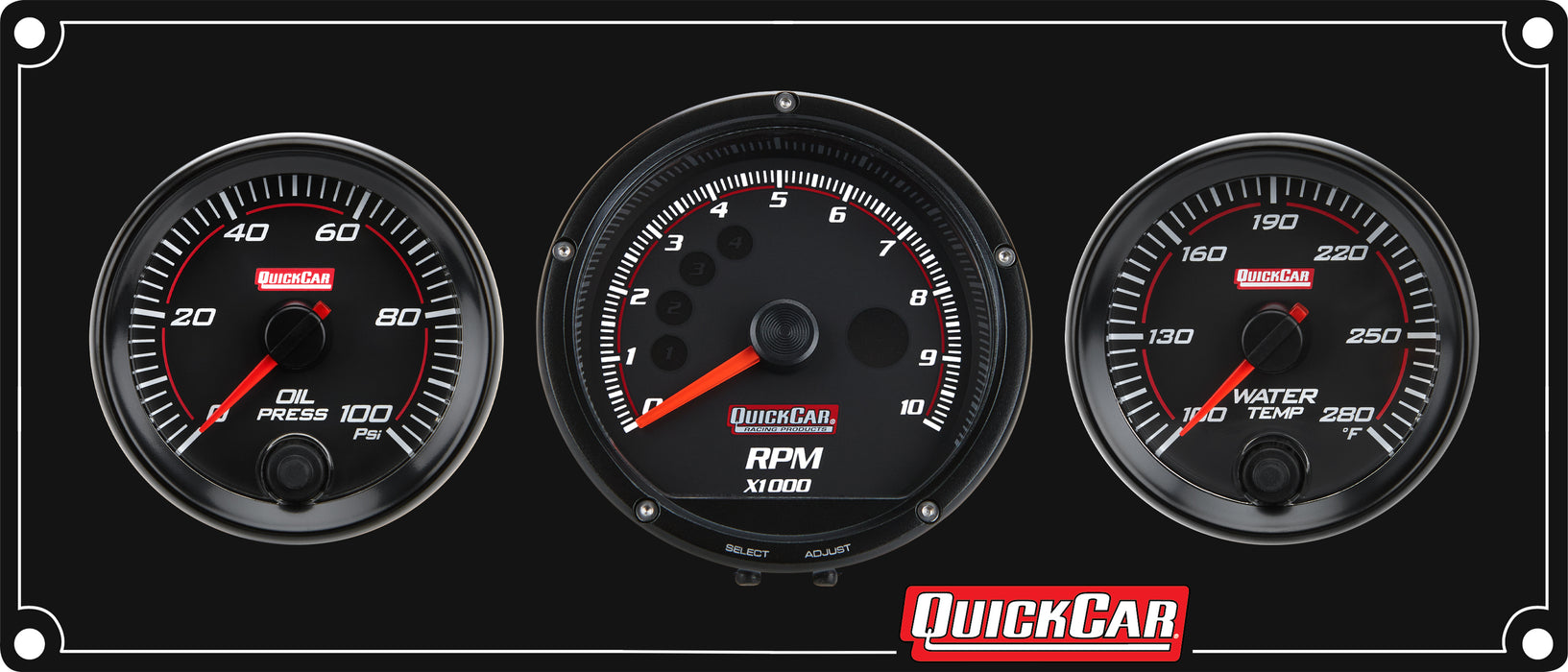Quickcar Racing Products QRP69-2031 Redline 2-1 Gauge Panel OP/WT w/Recall Tach
