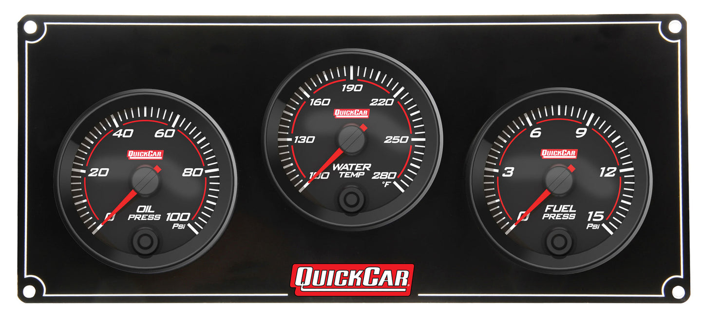 Quickcar Racing Products QRP69-3012 Redline 3 Gauge Panel OP/WT/FP