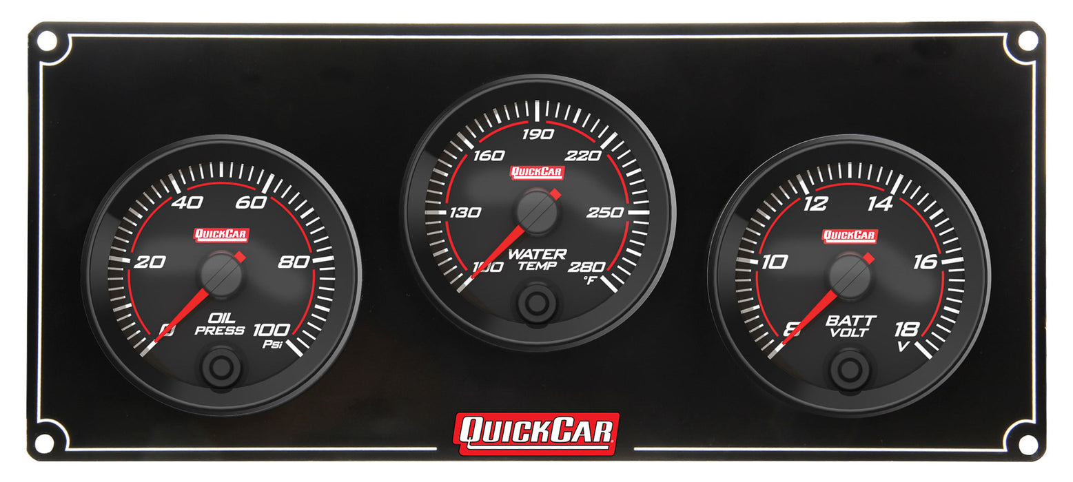 Quickcar Racing Products QRP69-3017 Redline 3 Gauge Panel OP/WT/VOLT
