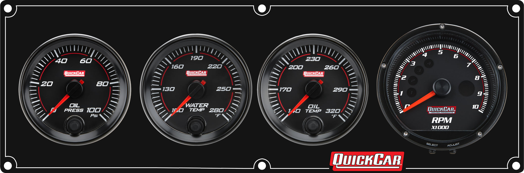 Quickcar Racing Products QRP69-3041 Redline 3-1 Gauge Panel OP/WT/OT w/Recall Tach